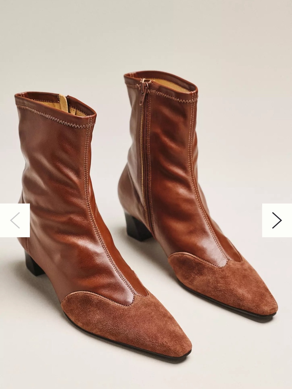 Maeve Cap Toe Brown Pointed Toe Ankle Booties with Low Heel Leather EUC C000